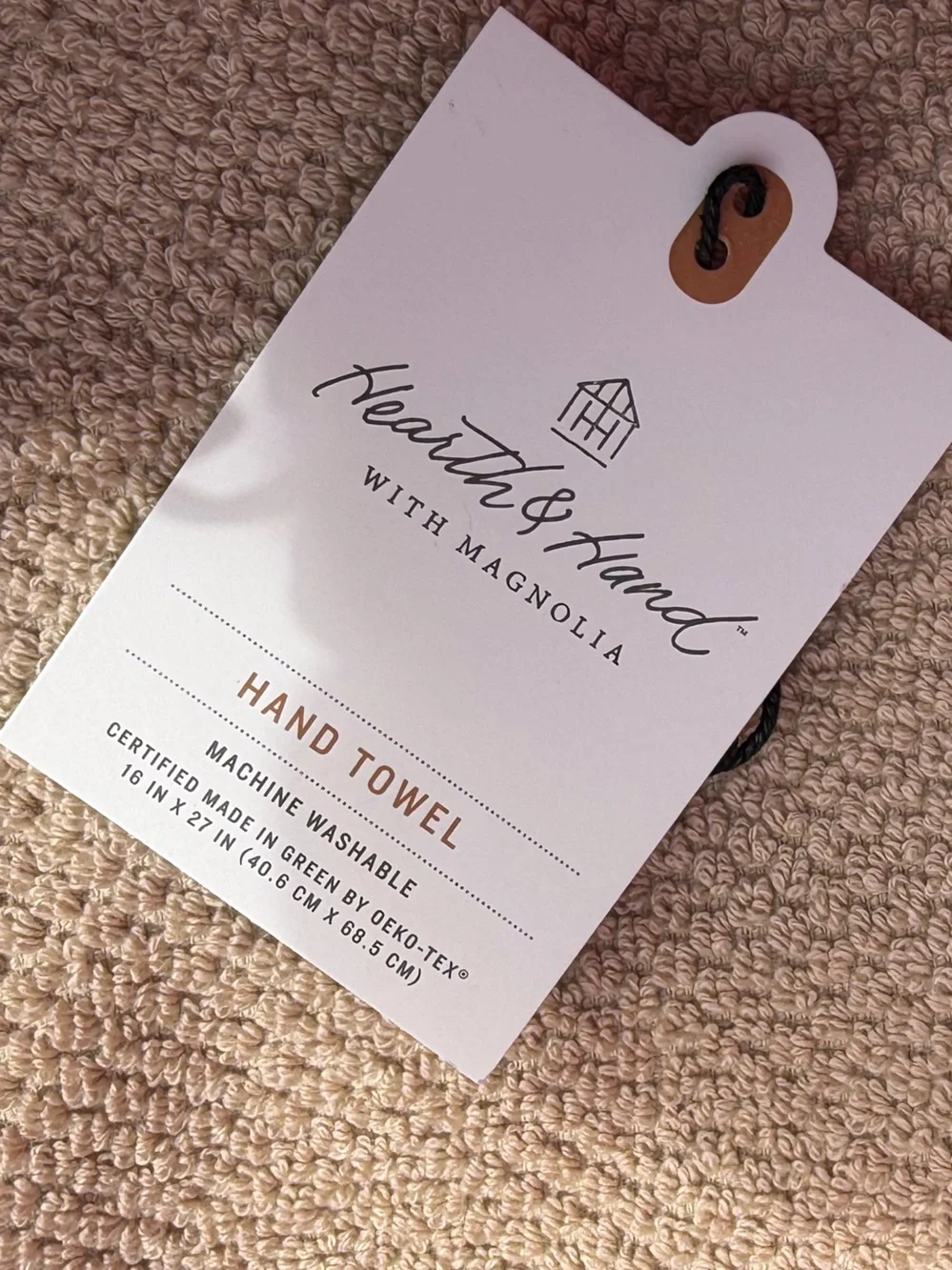 HEARTH & HAND NWT Hand Towel Tan/Cream